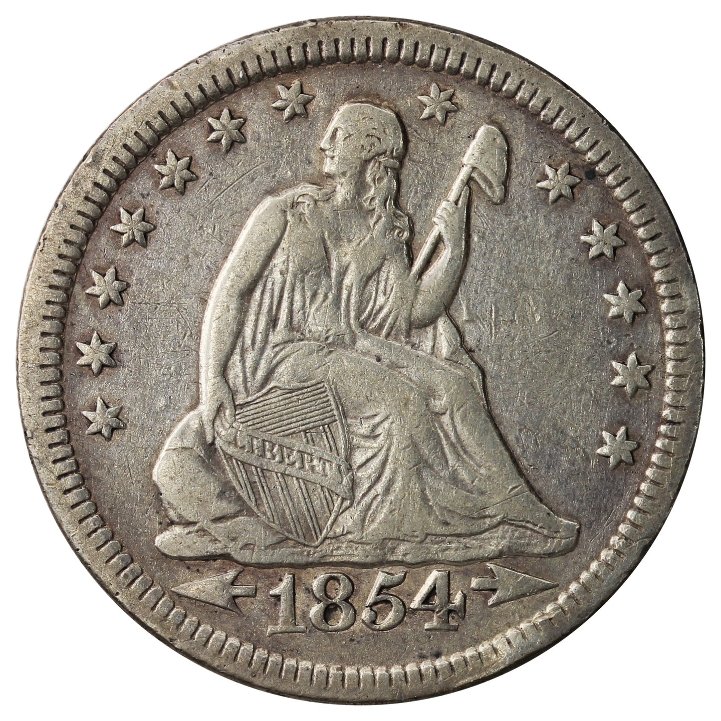 1854 Arrows No Rays USA Quarter VF-EF (VF30) $