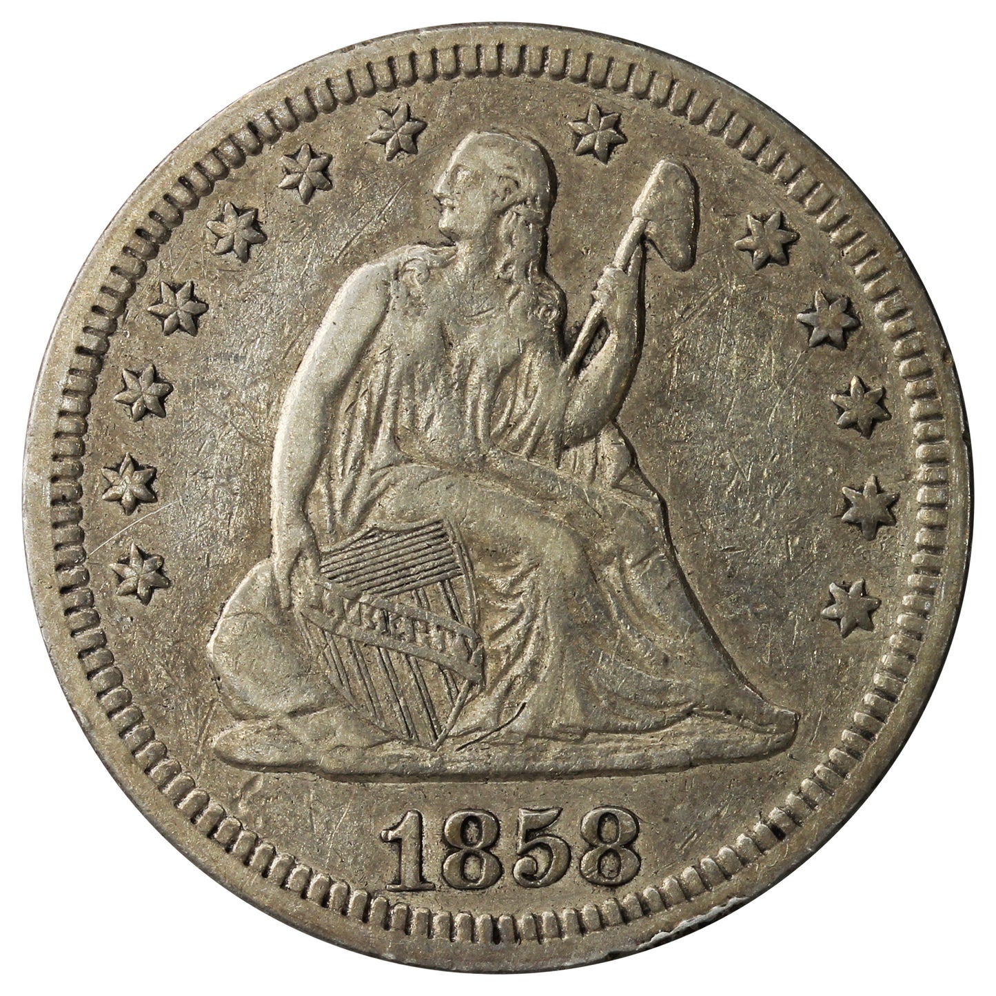1858 USA Quarter VF-EF (VF30) $