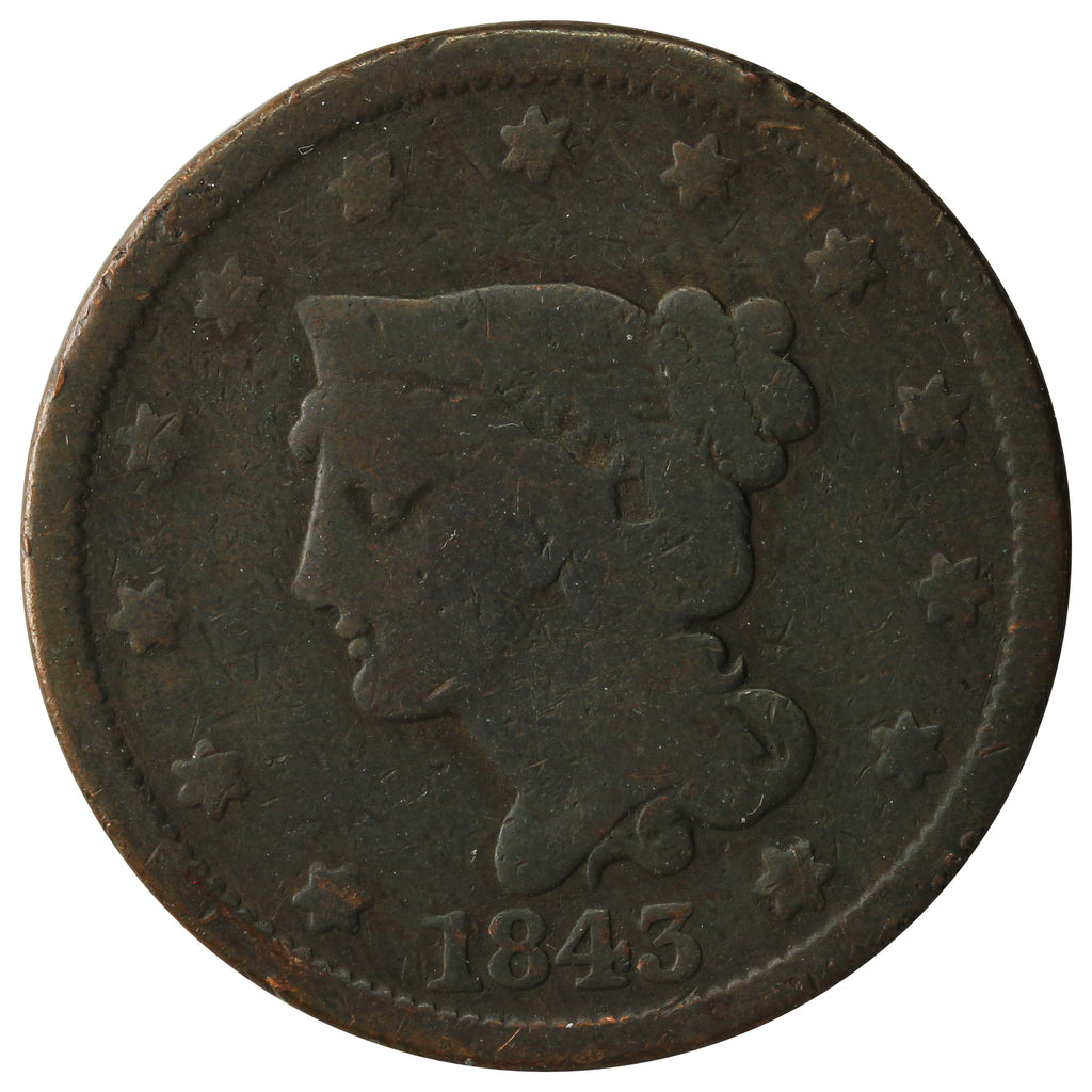 1843 Petite Head, Small Letters USA Cent G-VG (G6)