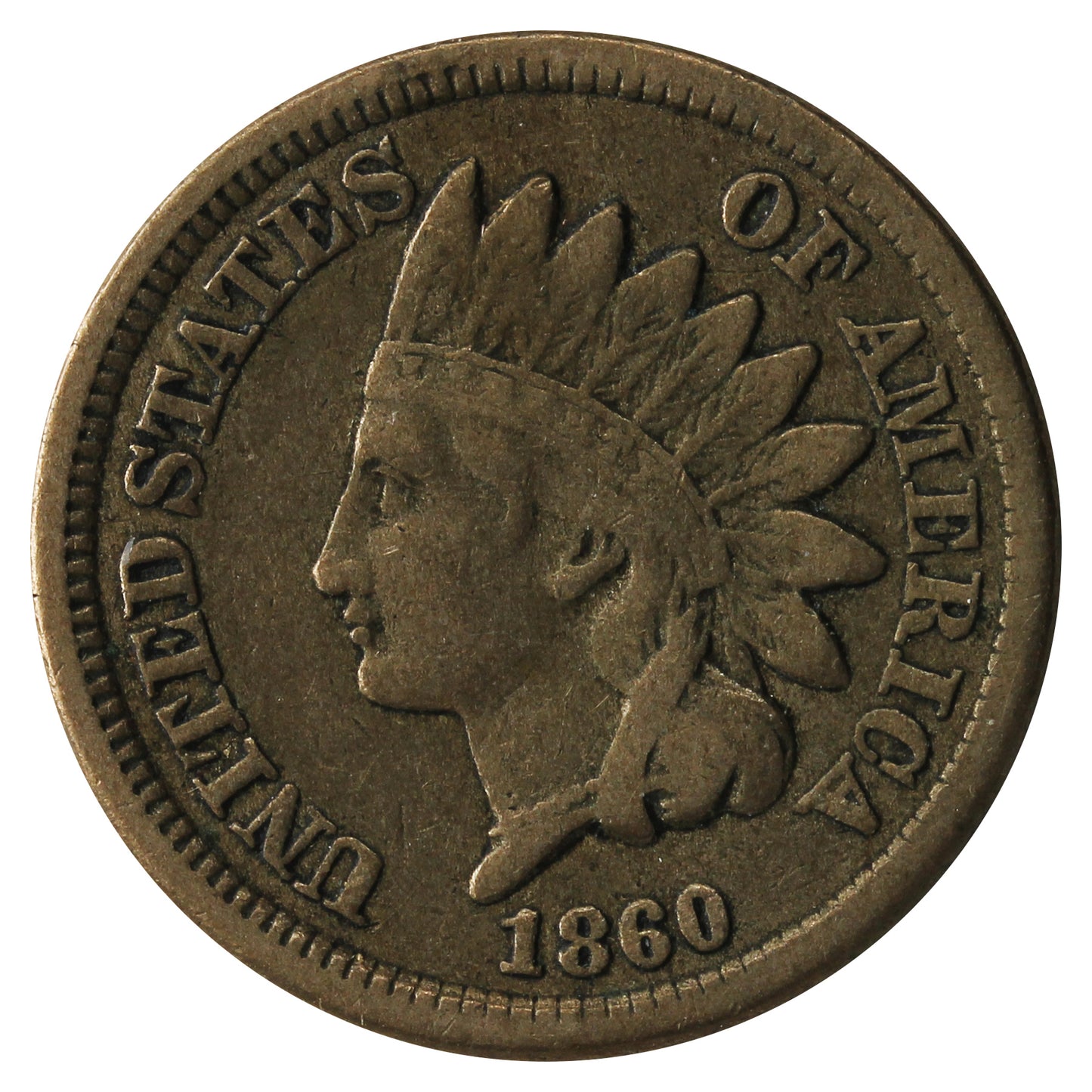 1860 Broad Bust USA Cent F-VF (F15)