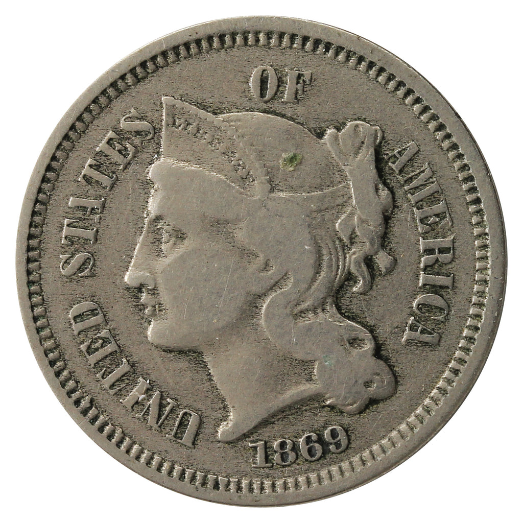 1869 Nickel USA 3 Cents Very Fine (VF20)