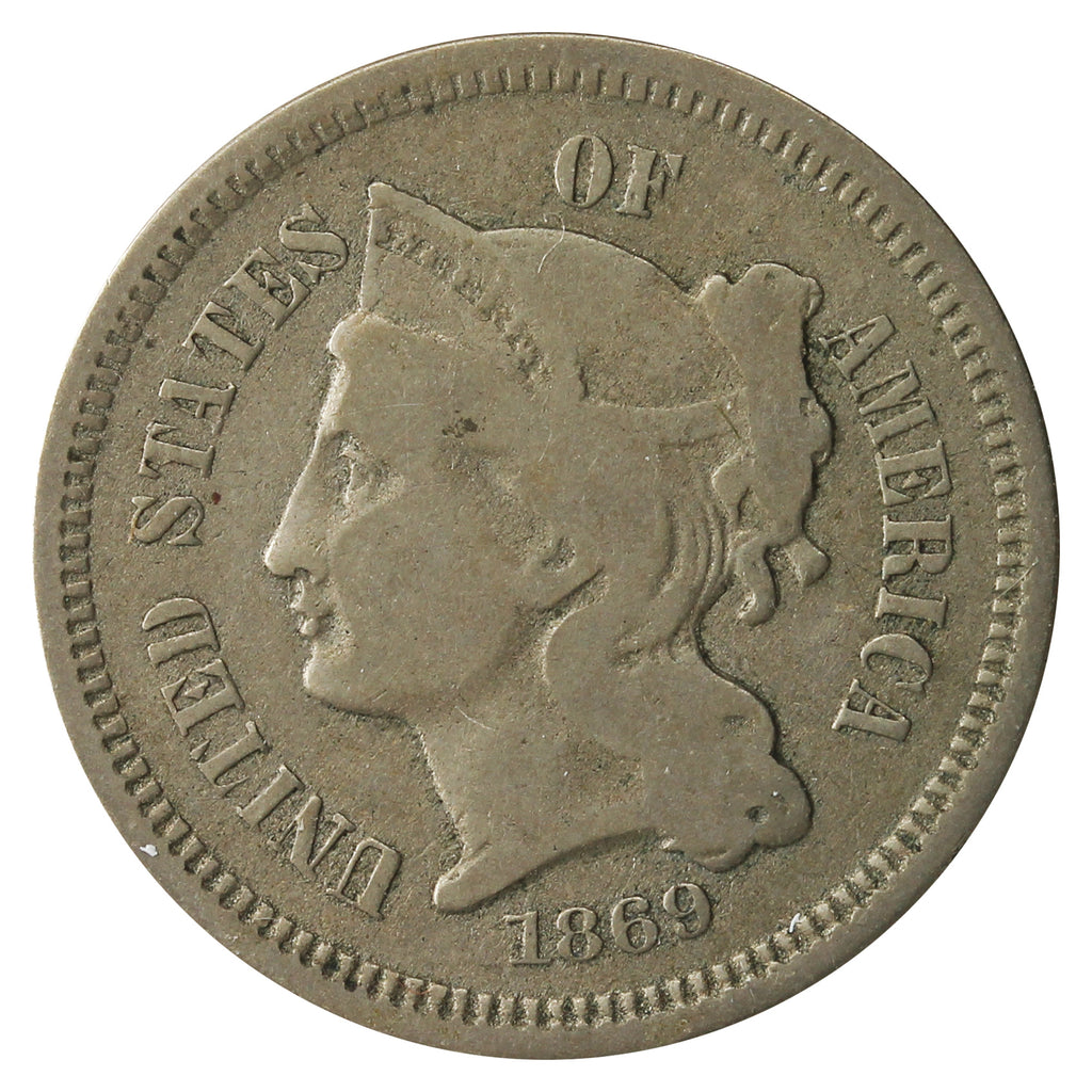 1869 Nickel USA 3 Cents F-VF (F15)