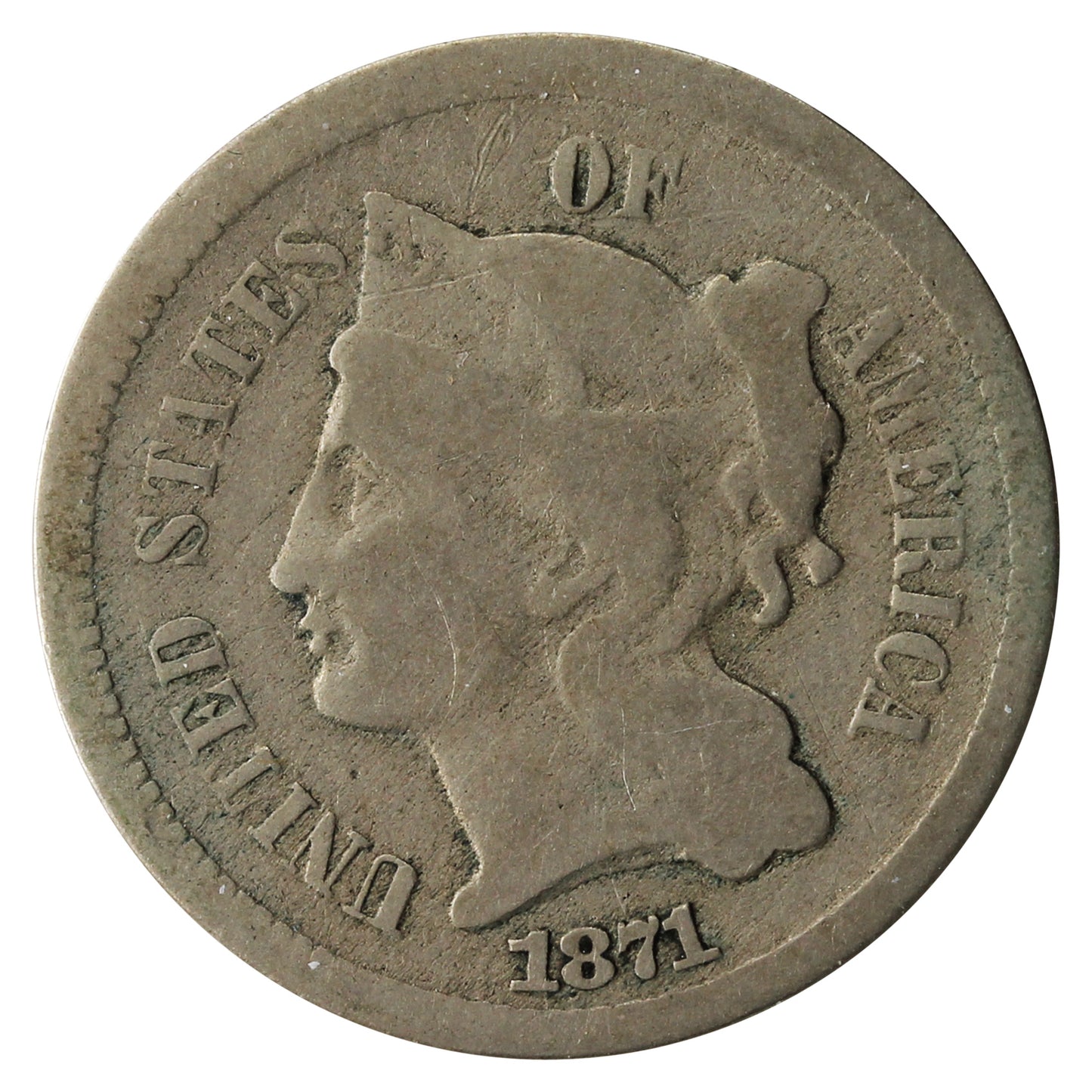 1871 Nickel USA 3 Cents G-VG (G6)
