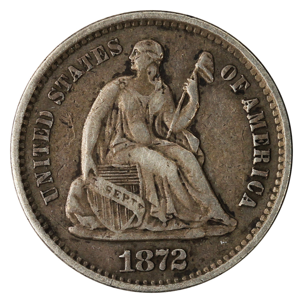 1872 S Above Bow USA Half Dime VG-F (VG10)