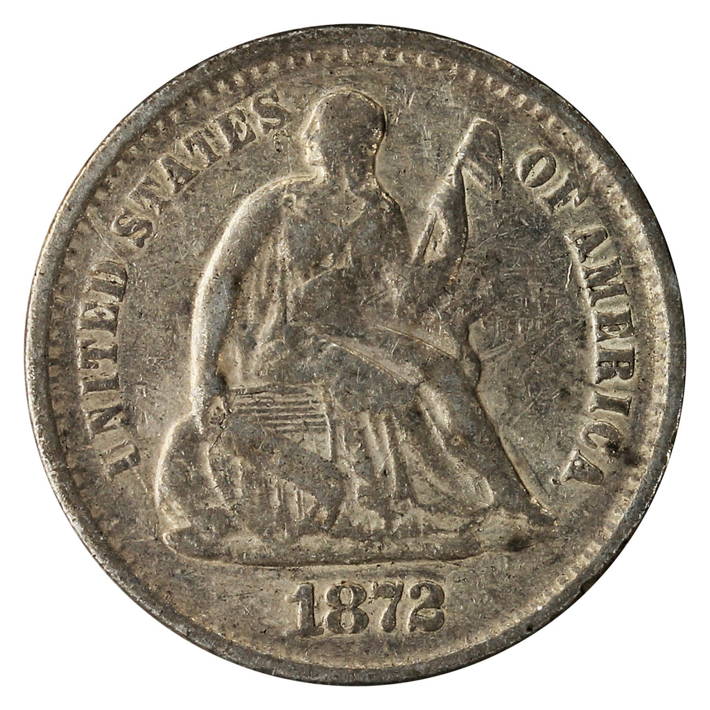 1872 S Below Bow USA Half Dime VG-F (VG10)