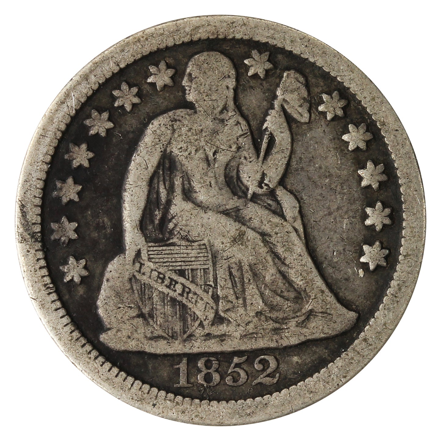 1852 USA Dime Very Good (VG8)