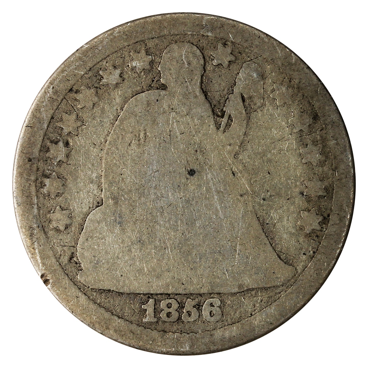 1856 Small Date USA Dime About Good (AG3)