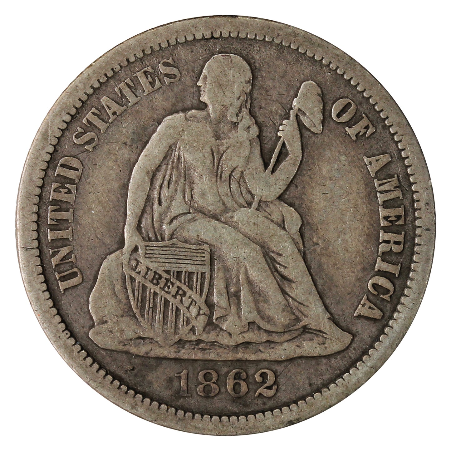 1862 USA Dime VG-F (VG-10)