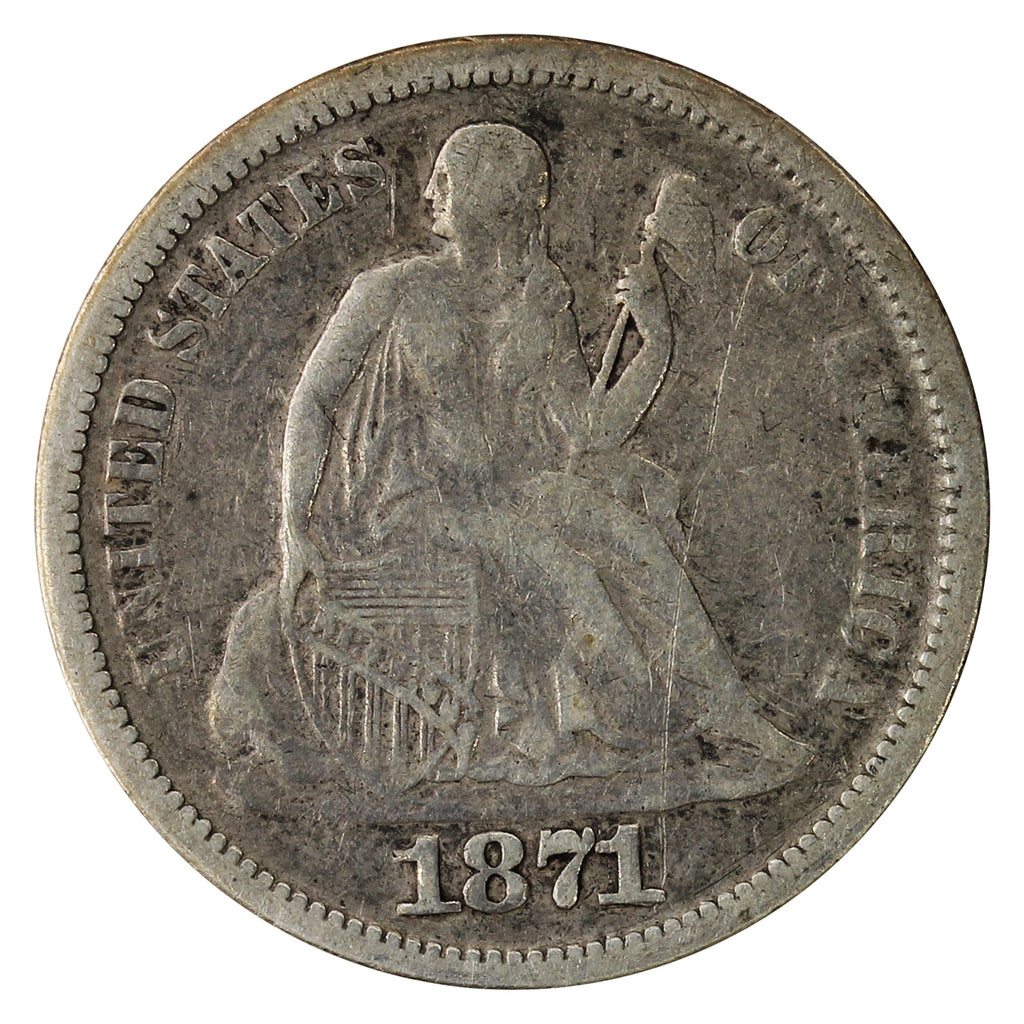 1871 USA Dime Fine (F12)