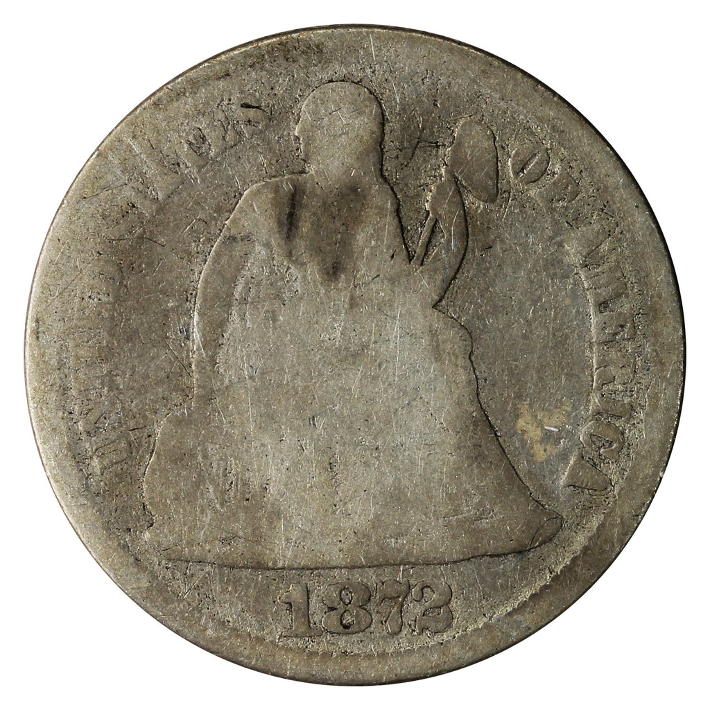 1872 USA Dime About Good (AG3)