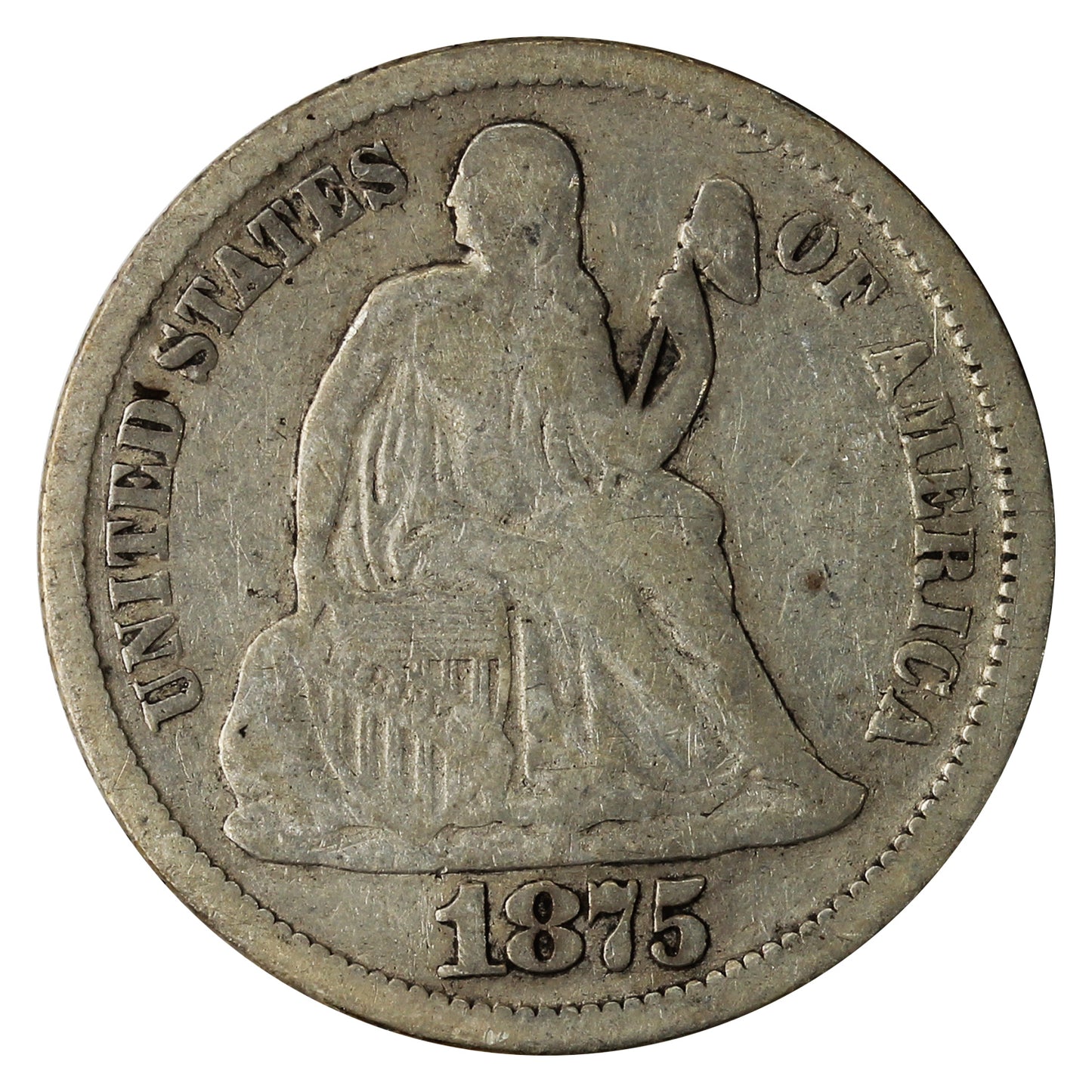 1875 USA Dime G-VG (G6)