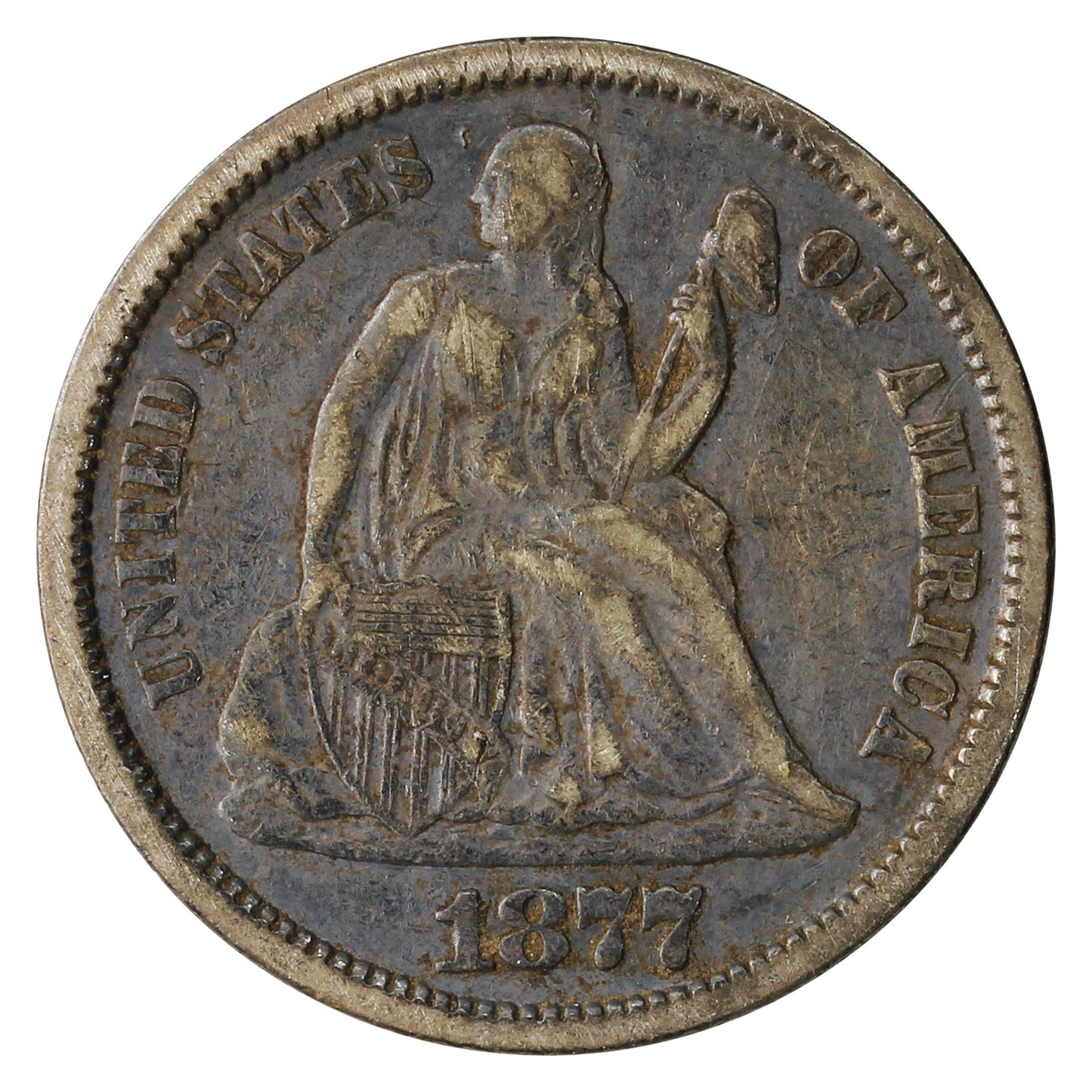 1877 USA Dime F-VF (F15)