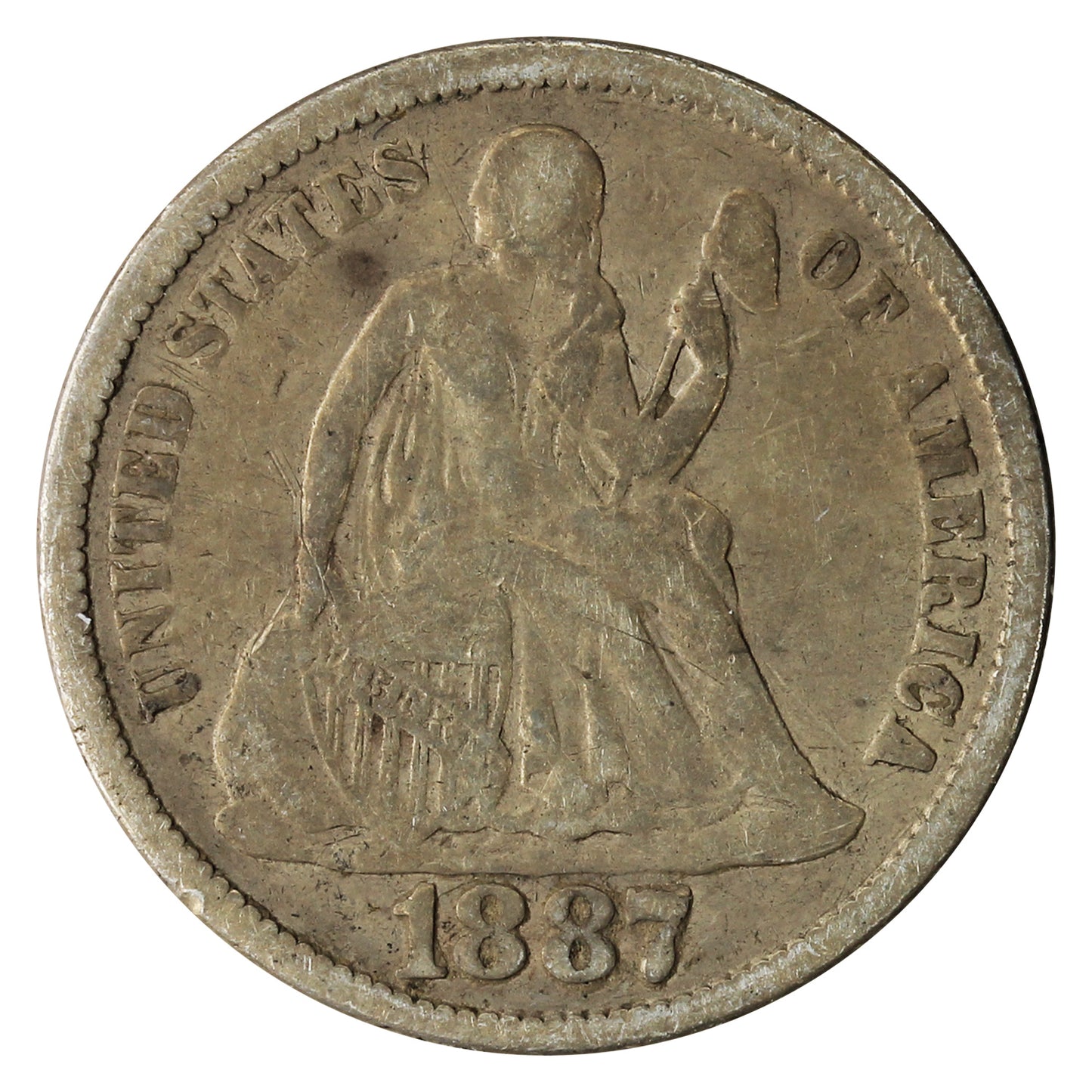 1887 USA Dime VG-F (VG10)