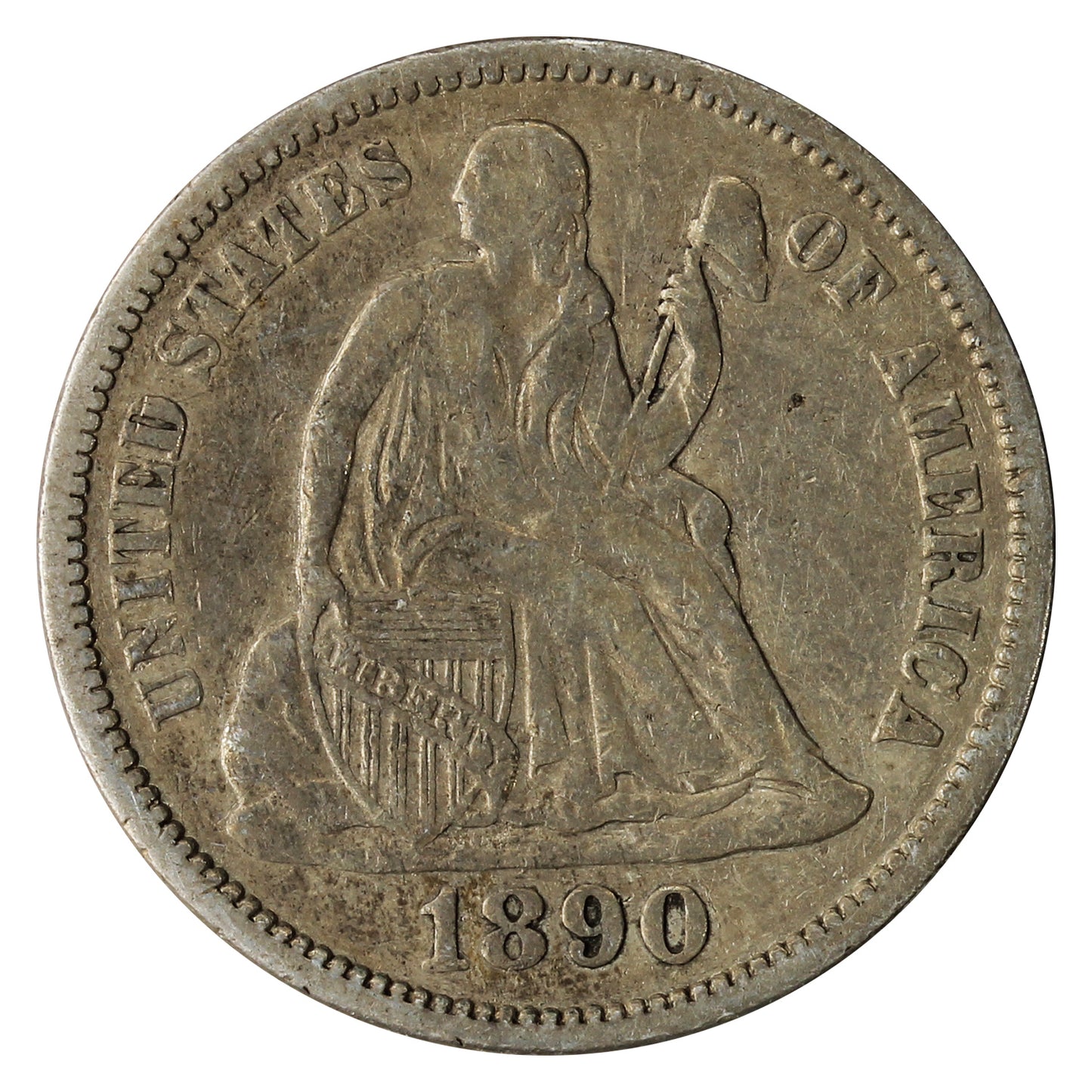 1890 USA Dime F-VF (F15)