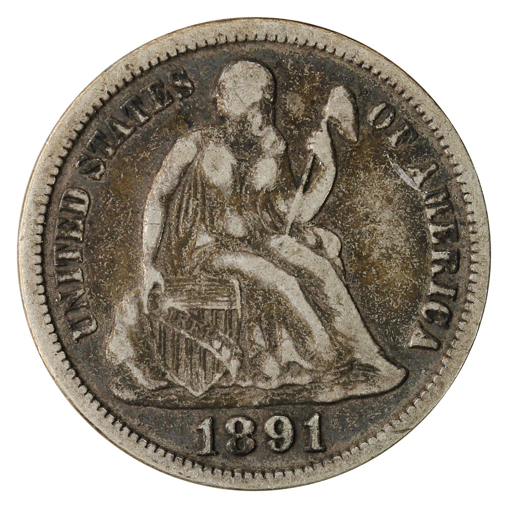 1891 USA Dime F-VF (F15)