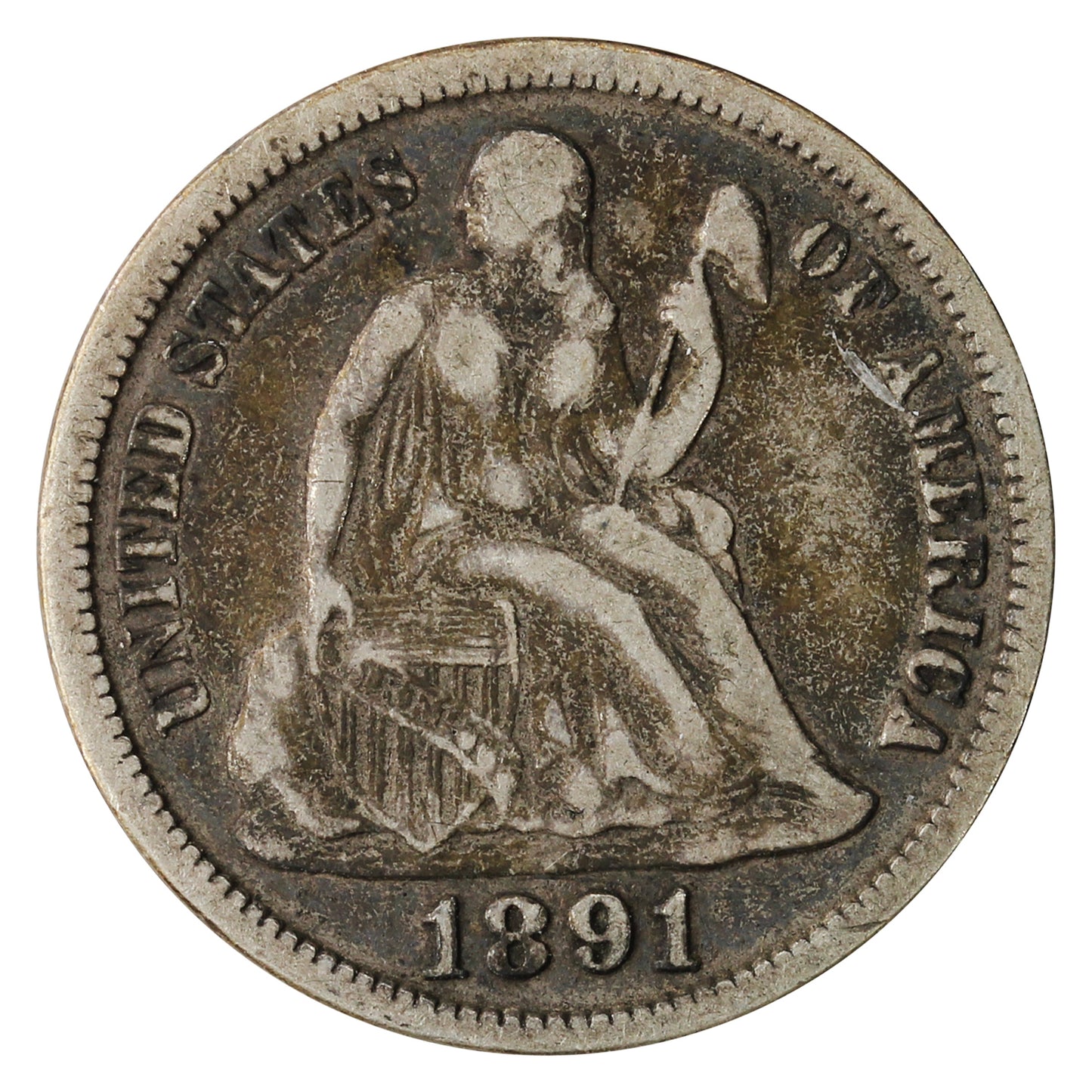1891 USA Dime F-VF (F15)