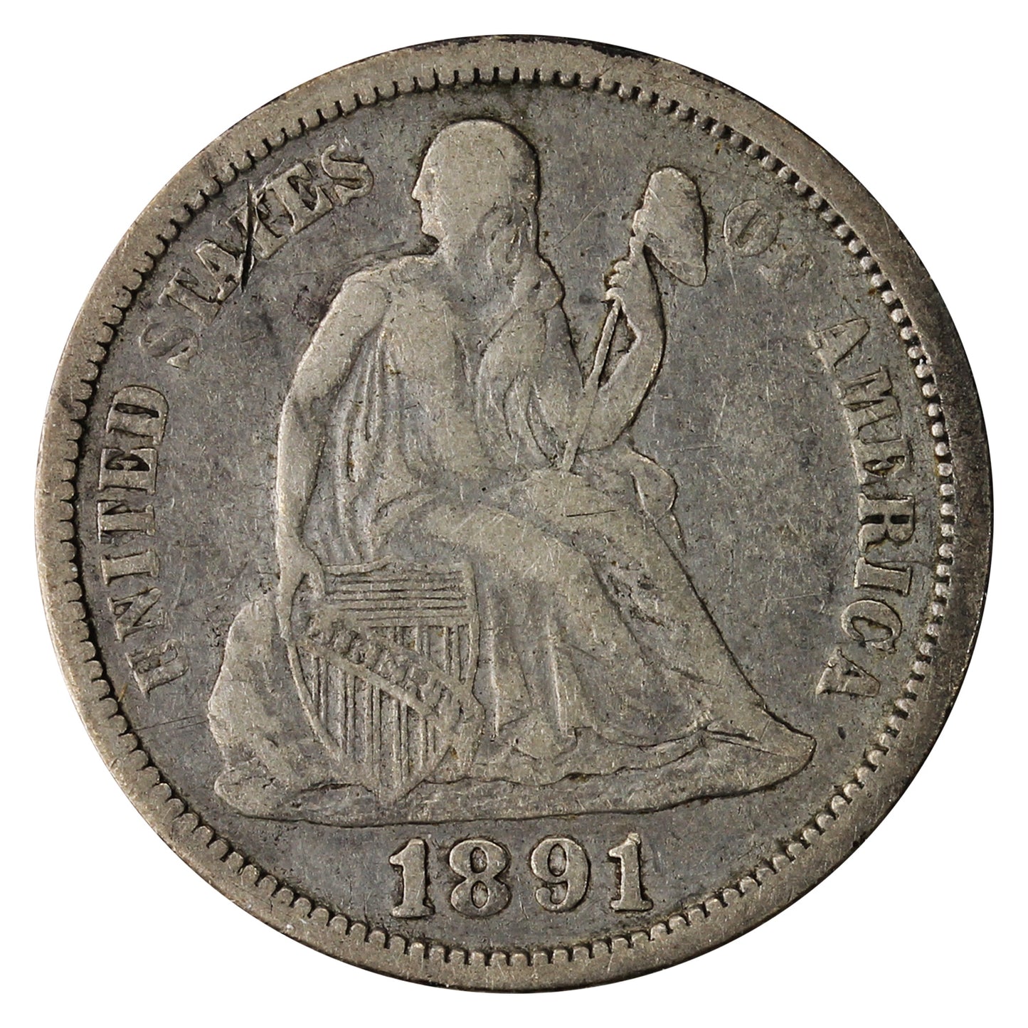 1891 O USA Dime F-VF (F15)