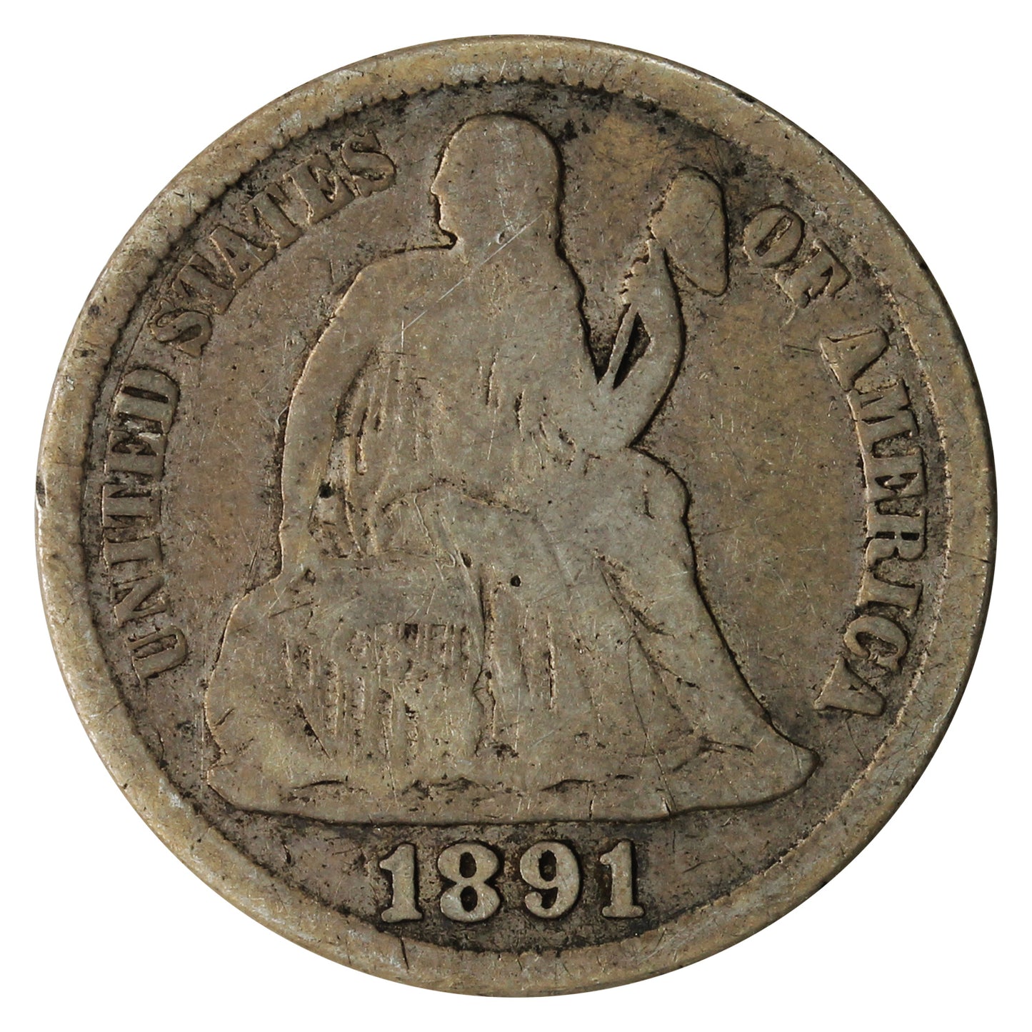 1891 S USA Dime G-VG (G6)