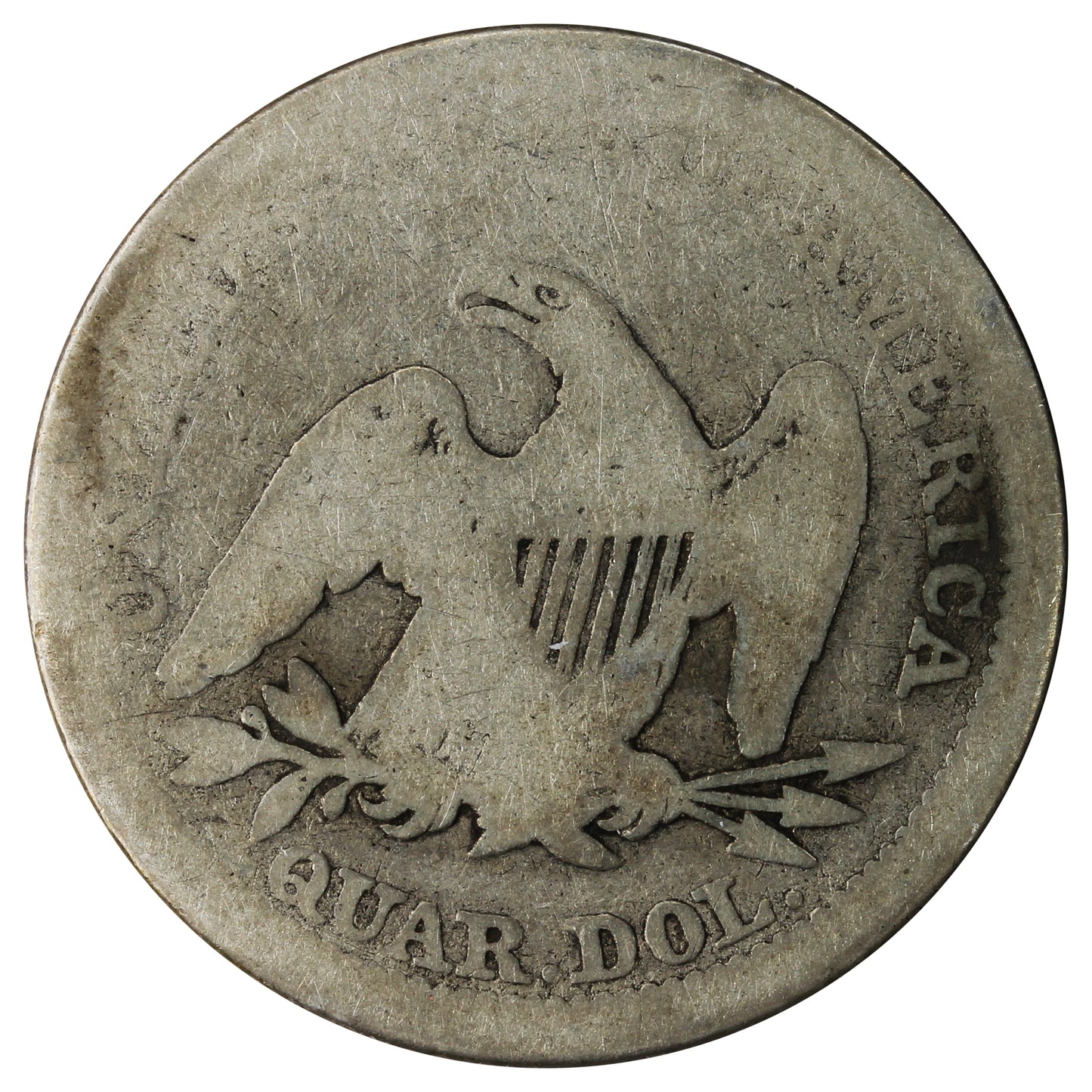 1858 USA Quarter About Good (AG3)