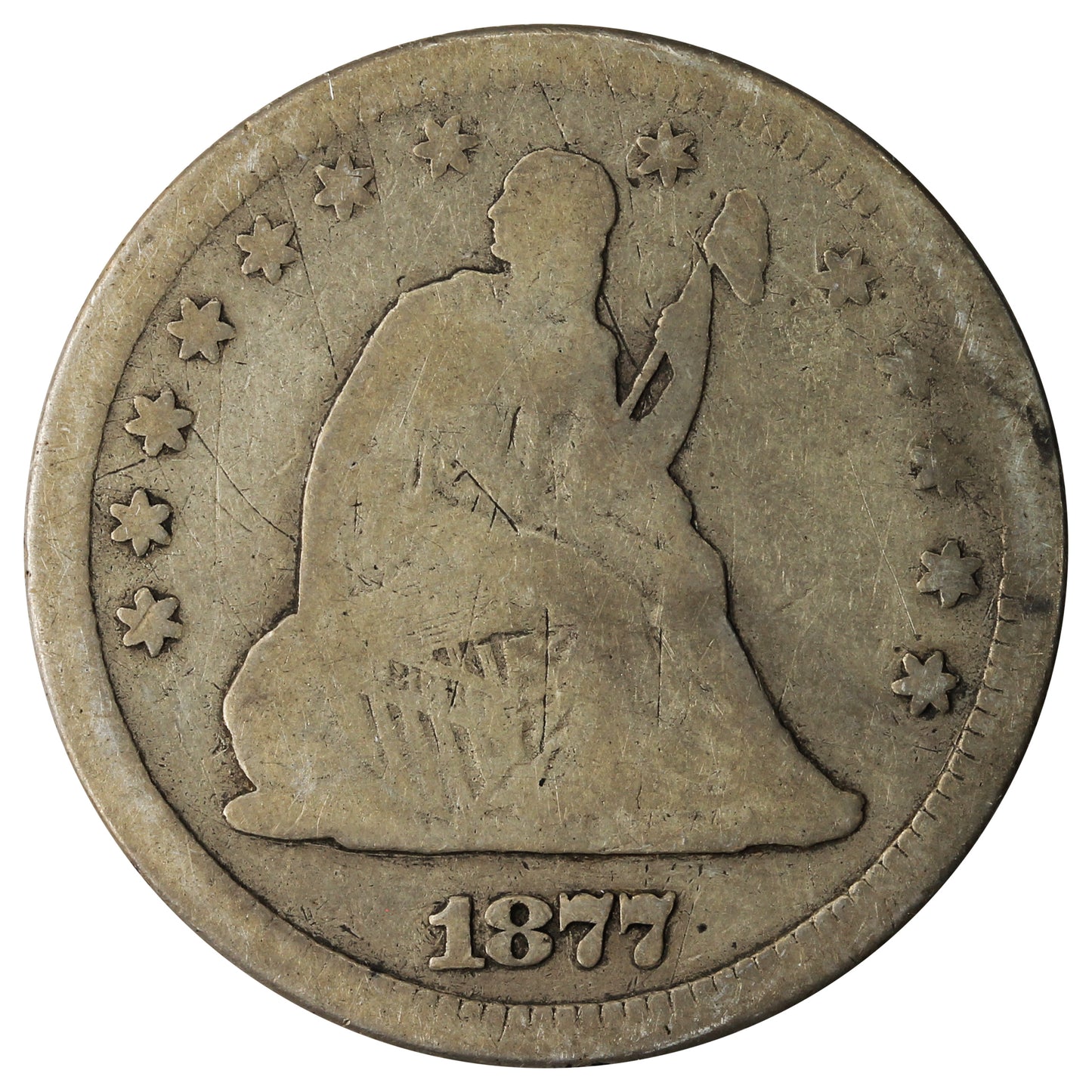 1877 USA Quarter About Good (AG3)