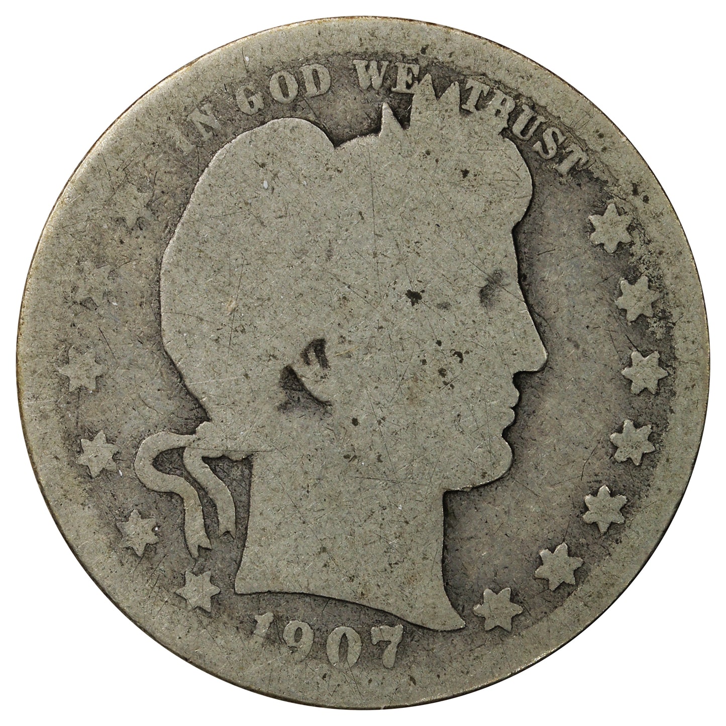 1907 S USA Quarter About Good (AG3)