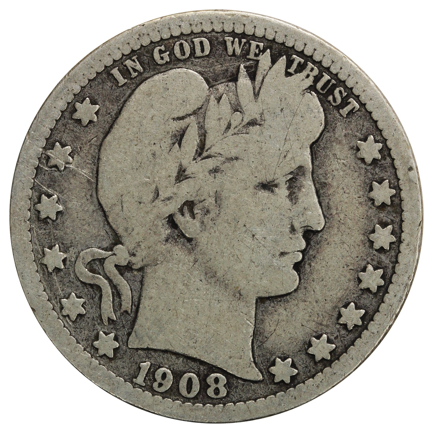 1908 D USA Quarter G-VG (G6)