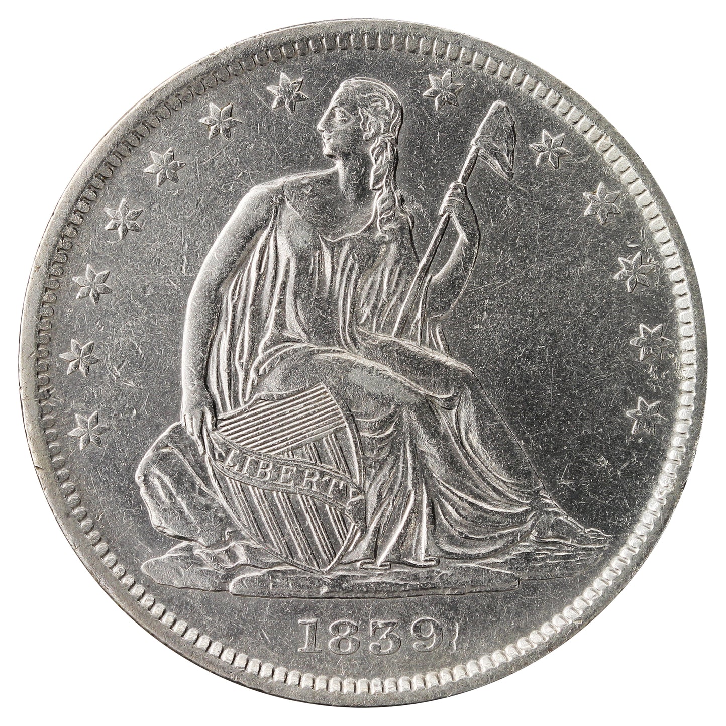 1839 Drapery USA Half Dollar Extra Fine (EF-40) $