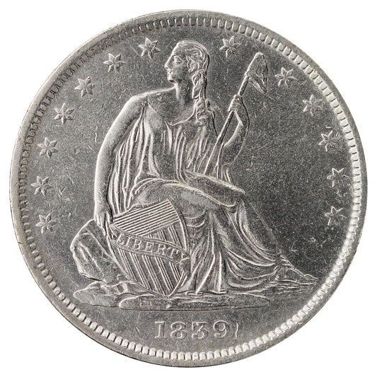 1839 Drapery USA Half Dollar Extra Fine (EF-40) $