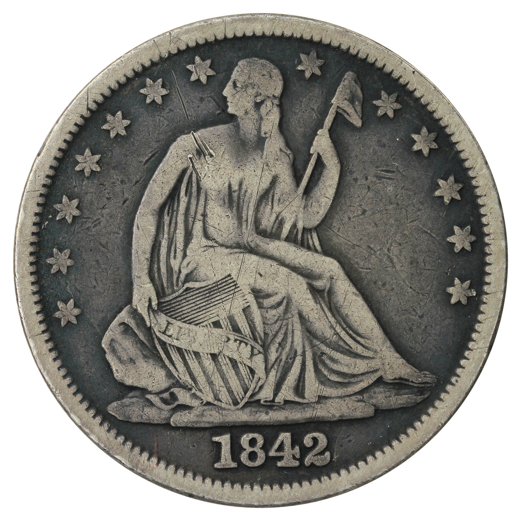 1842 Medium Date USA Half Dollar VG-F (VG10) $