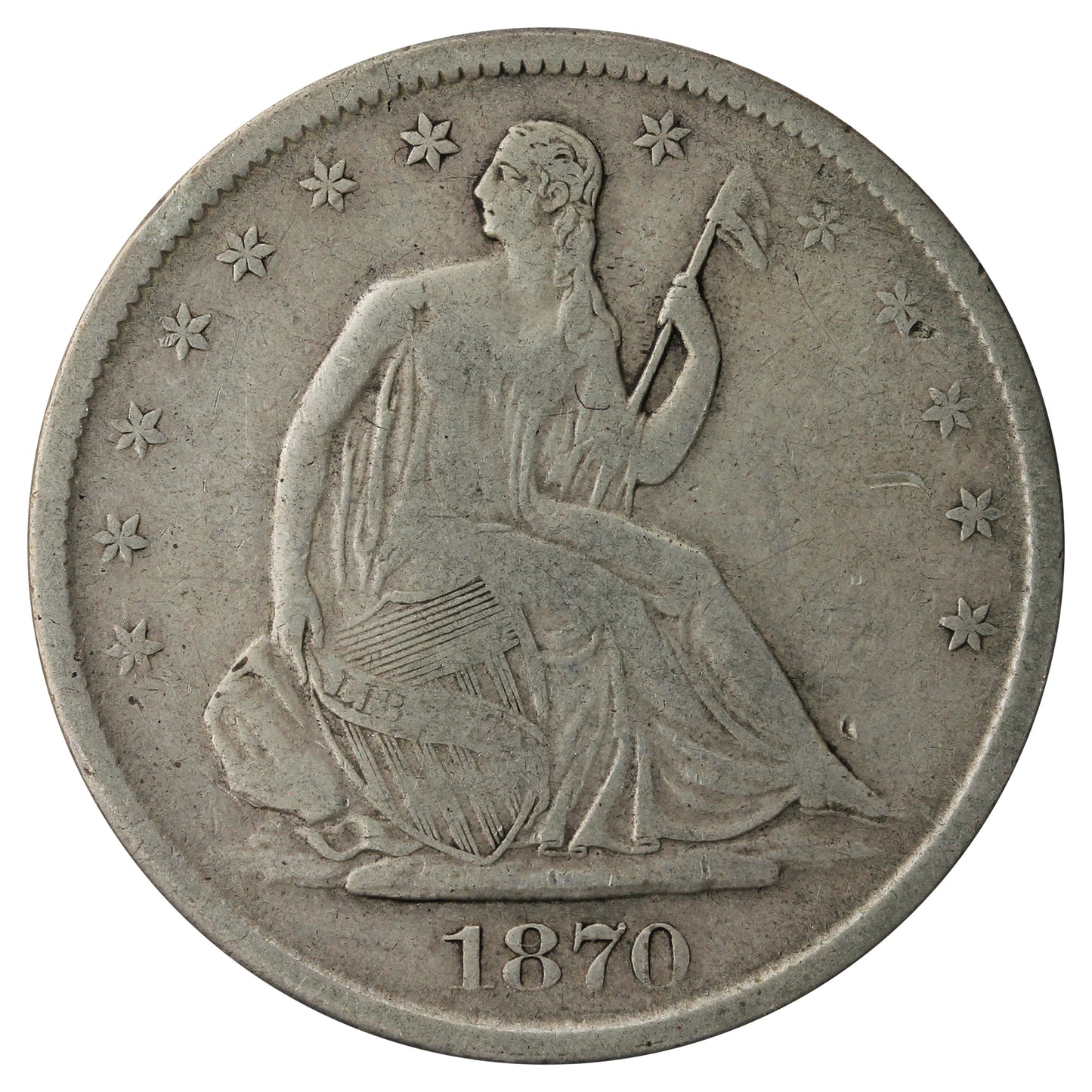 1870 USA Half Dollar F-VF (F15) $