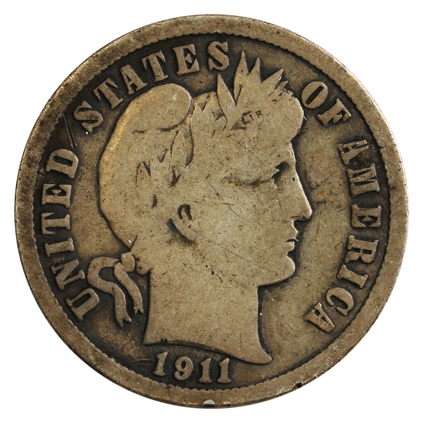 1911 D USA Dime Very Good (VG8)