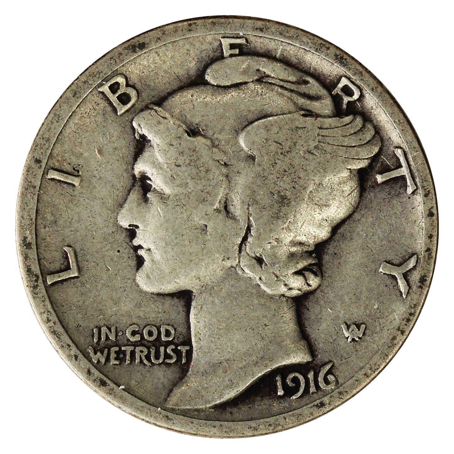 1916 S USA Mercury Dime VG-F (VG10)