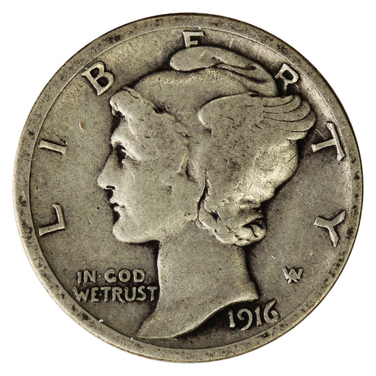 1916 S USA Mercury Dime VG-F (VG10)