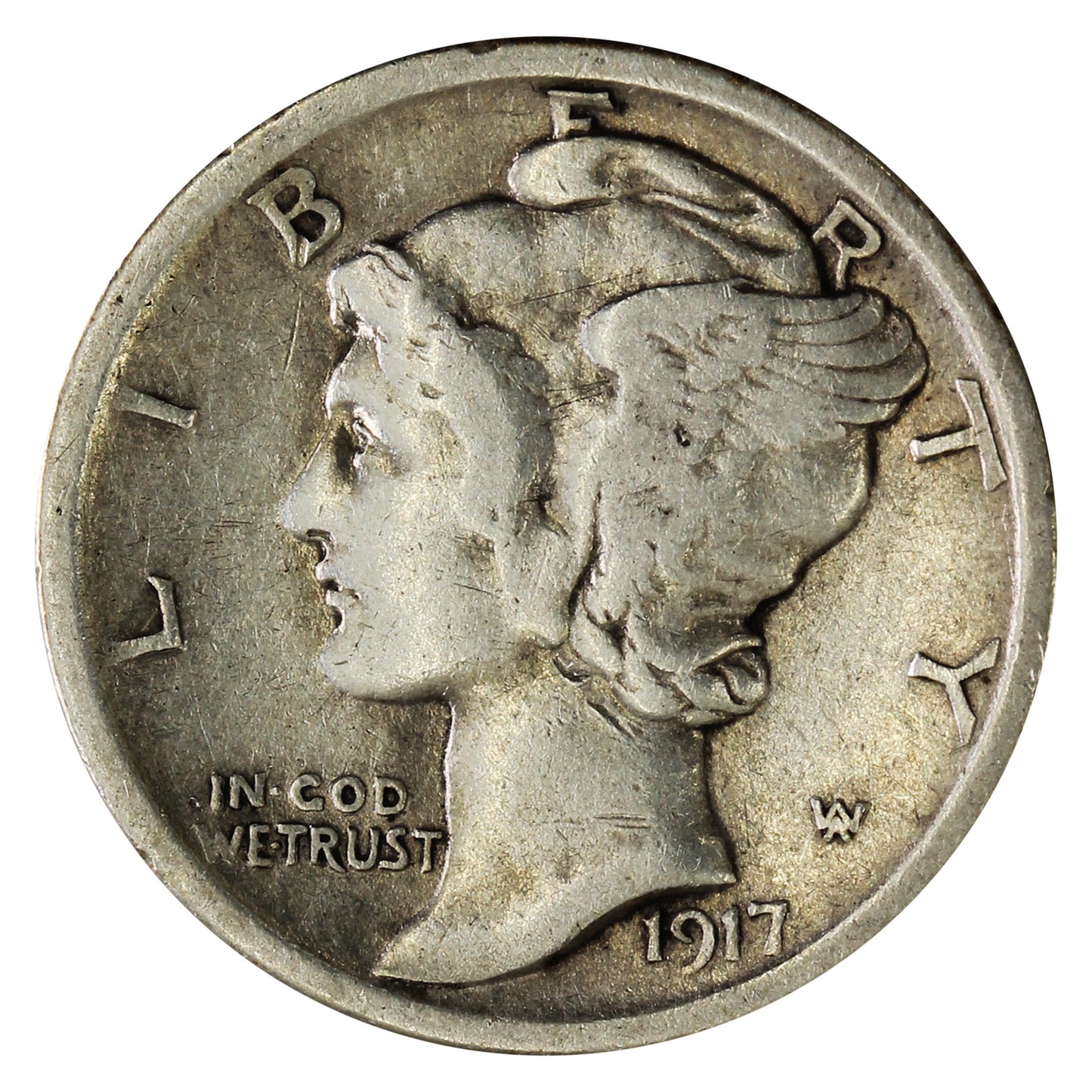 1917 D USA Dime Fine (F12)
