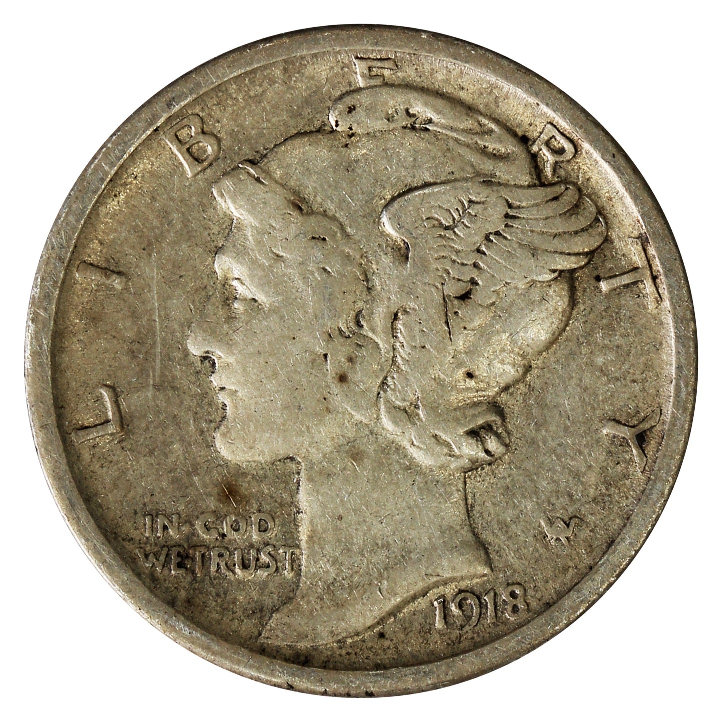 1918 S USA Dime Very Fine (VF20)