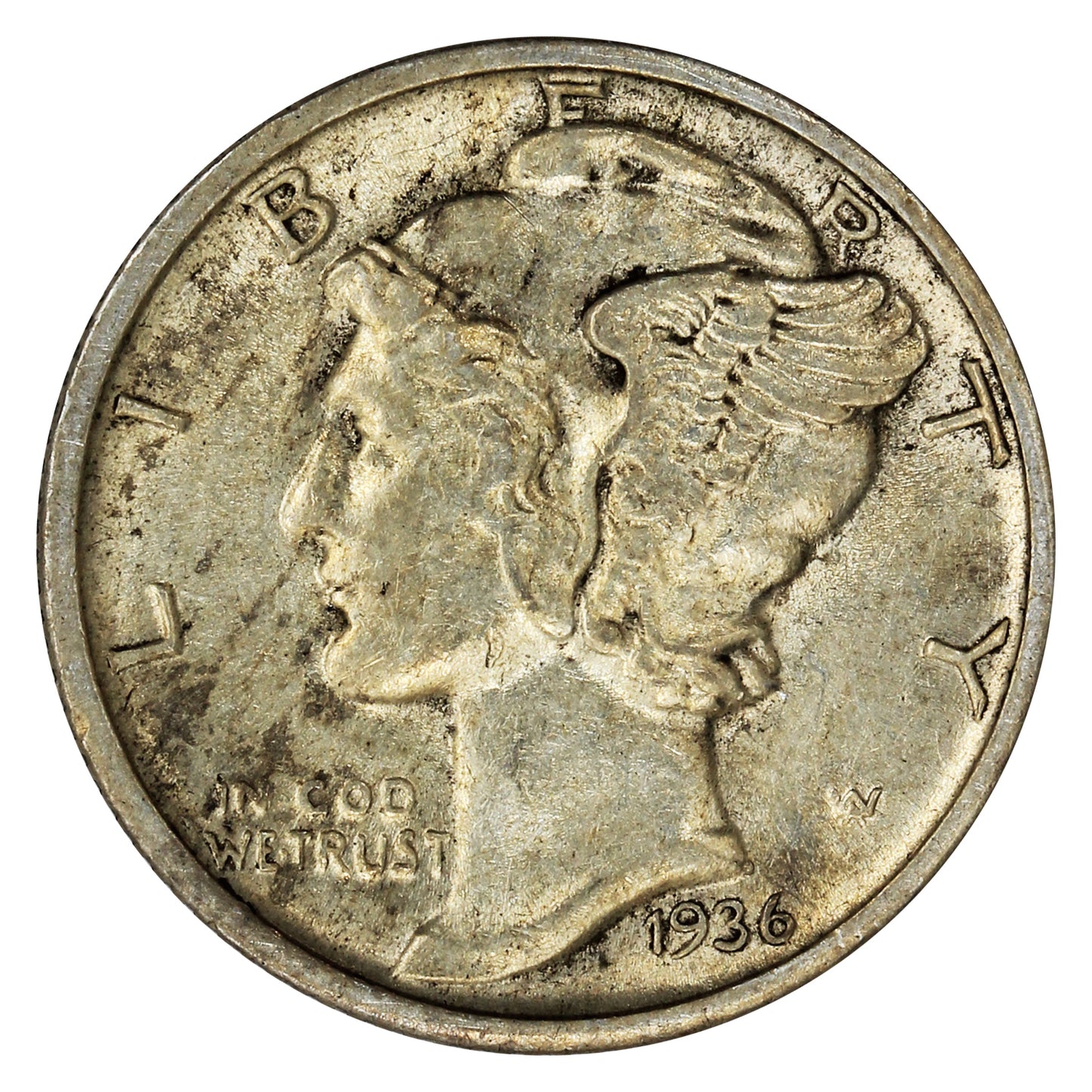 1936 D USA Dime EF-AU (EF45)