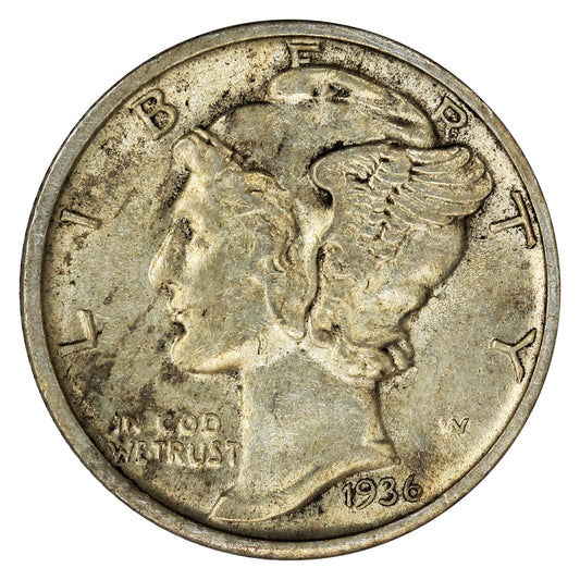 1936 D USA Dime EF-AU (EF45)