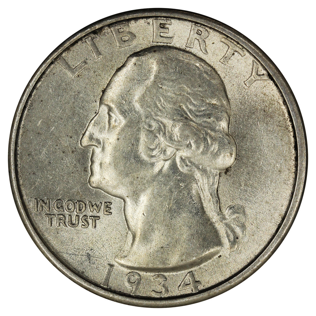 1934 Heavy Motto USA Quarter AU-UNC (AU55)