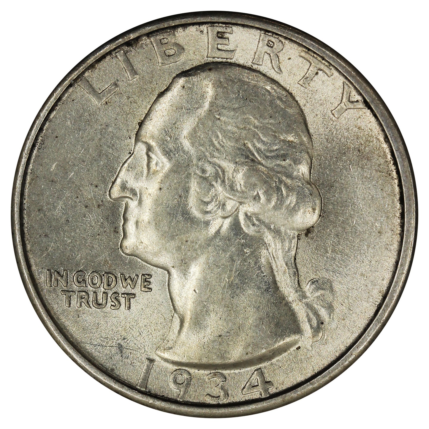 1934 Heavy Motto USA Quarter AU-UNC (AU55)