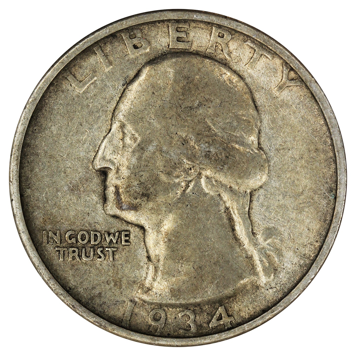 1934 Heavy Motto USA Quarter Very Fine (VF20)