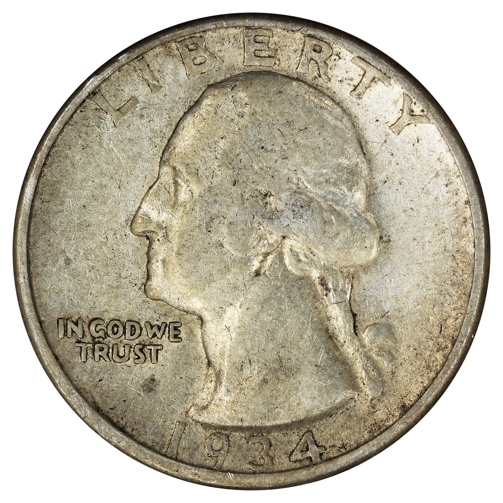 1934 D Heavy Motto USA Quarter F-VF (F15)