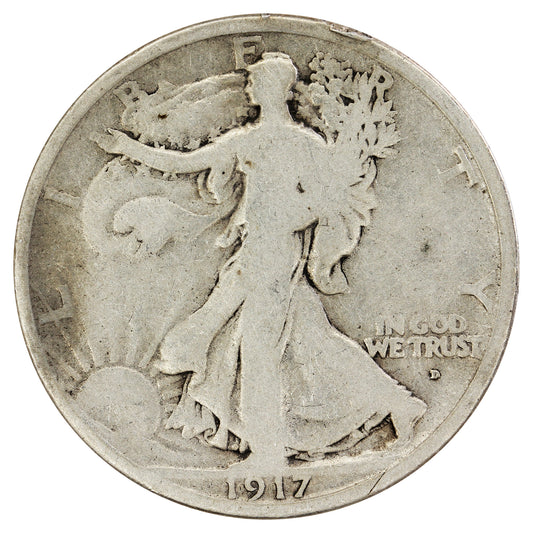 1917 D Obverse Mintmark USA Half Dollar G-VG (G6) $