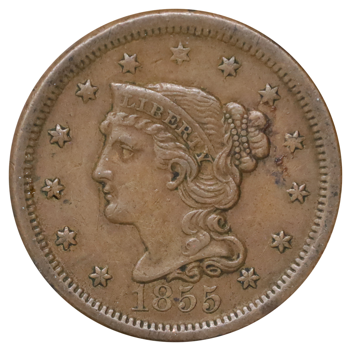 1855 Upright 5s USA Cent Extra Fine (EF40) $