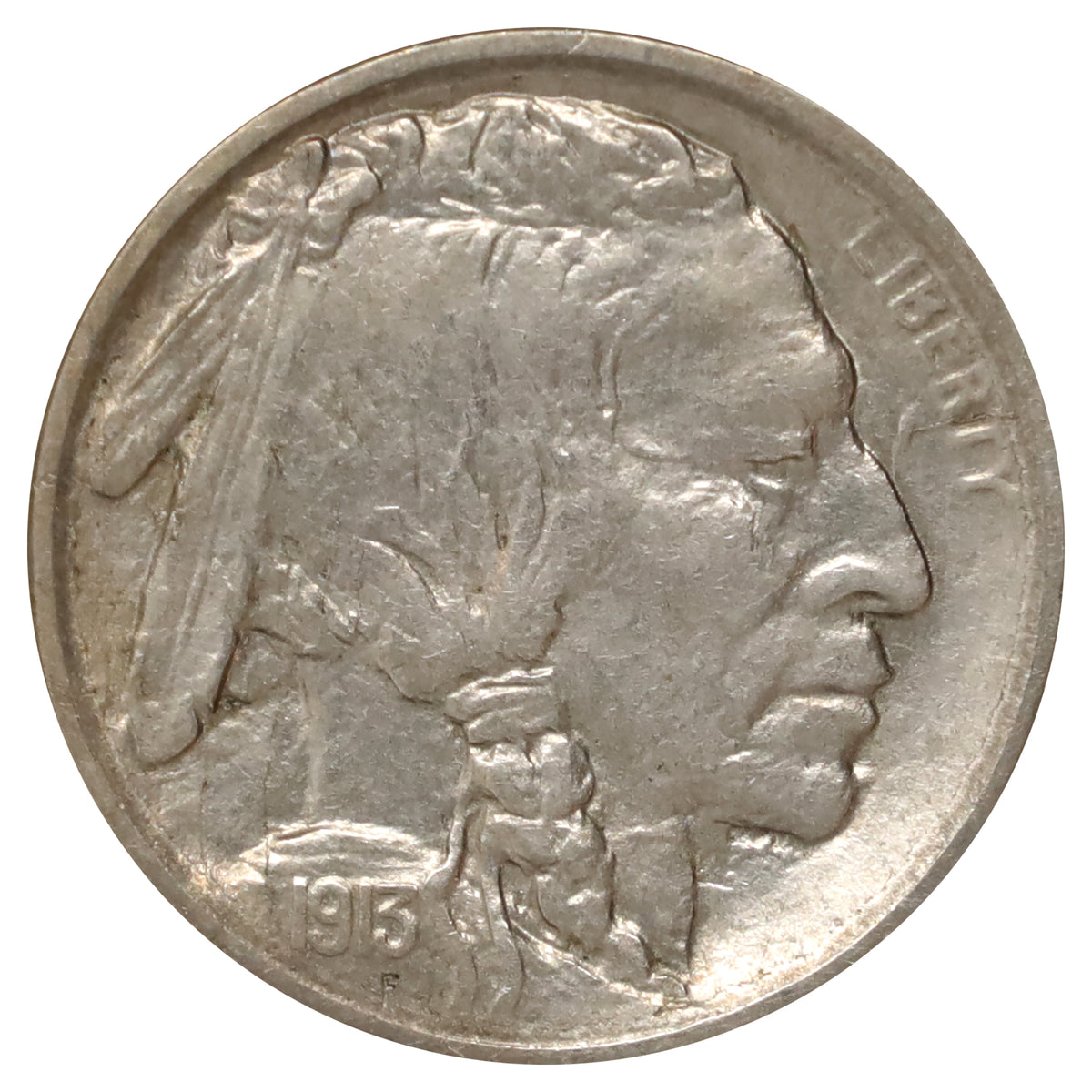 1913 S Var. 1 Raised Ground USA Nickel EF-AU (EF45) $
