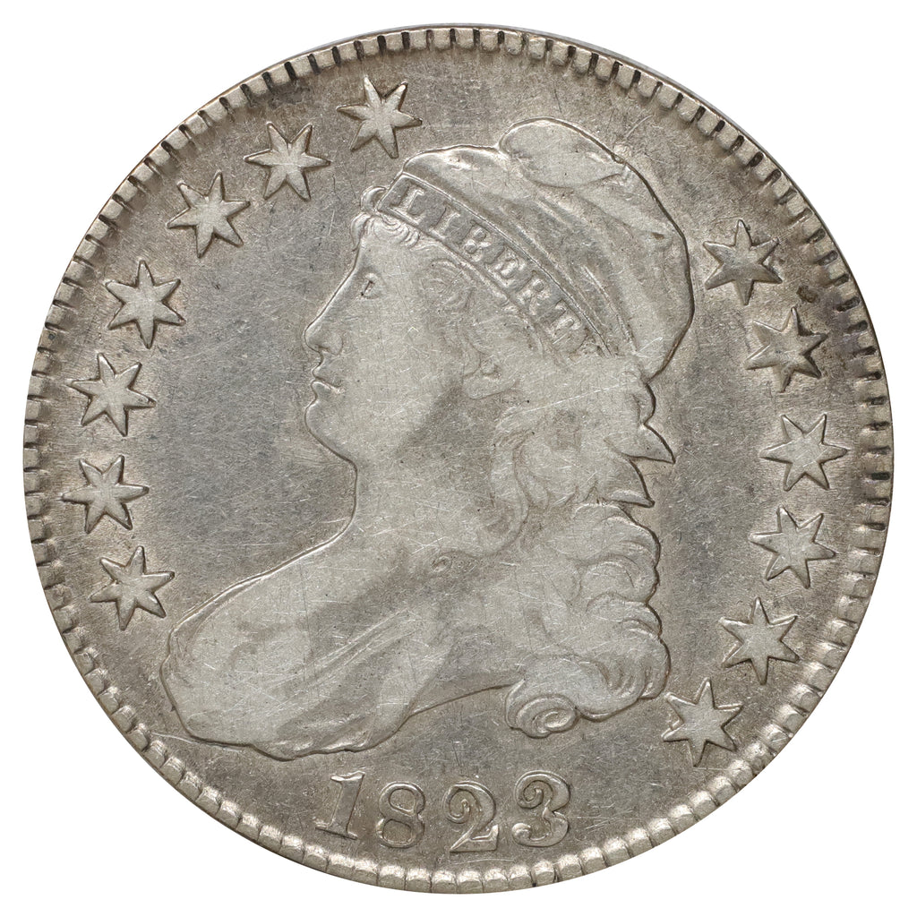 1823 Normal 3 USA Half Dollar VF-EF (VF30) Lustrous $