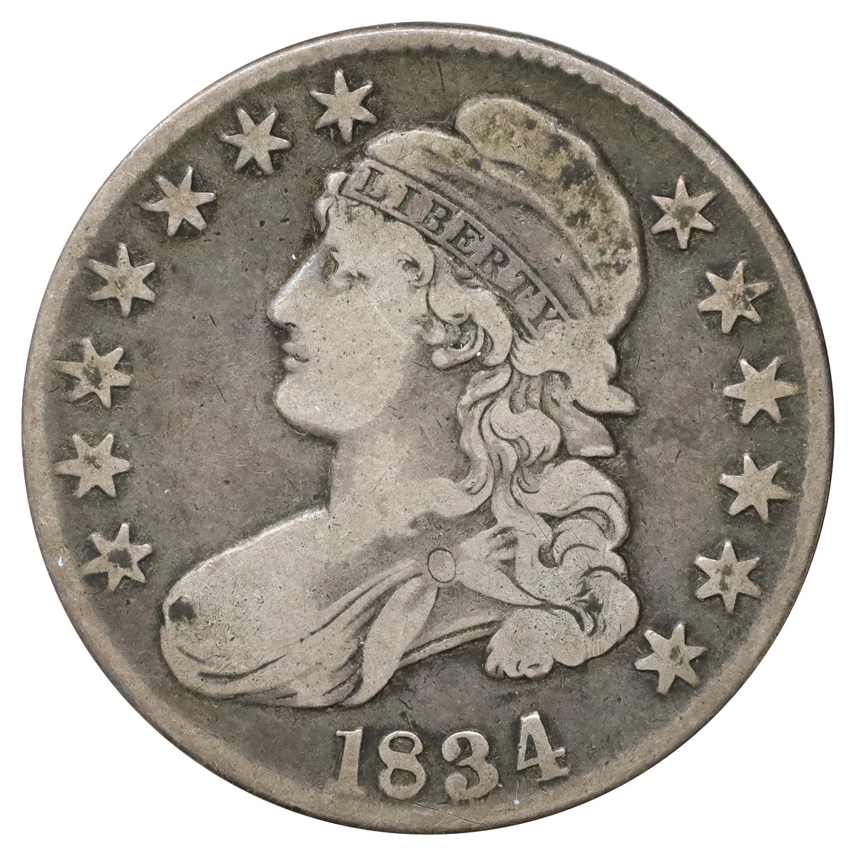 1834 Large Date Large Letters USA Half Dollar Very Fine (VF20) $