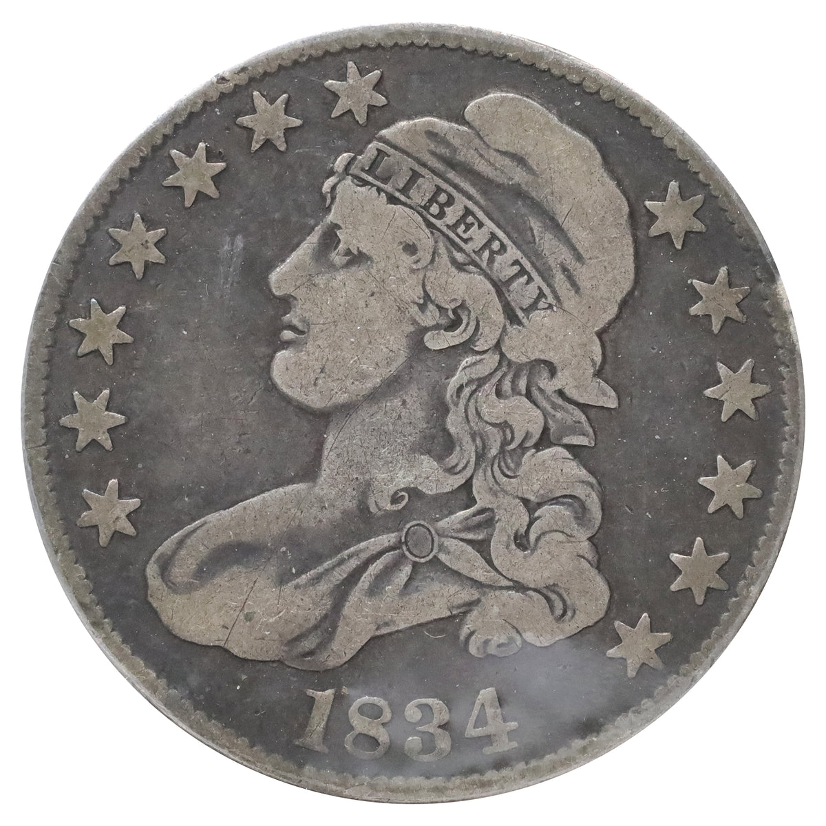 1834 Large Date Small Letters USA Half Dollar Very Fine (VF20) $