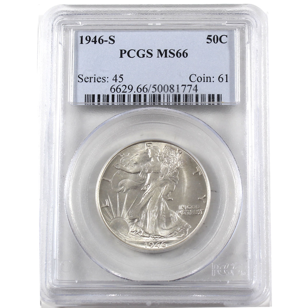 1946 S USA Half Dollar PCGS Certified MS66
