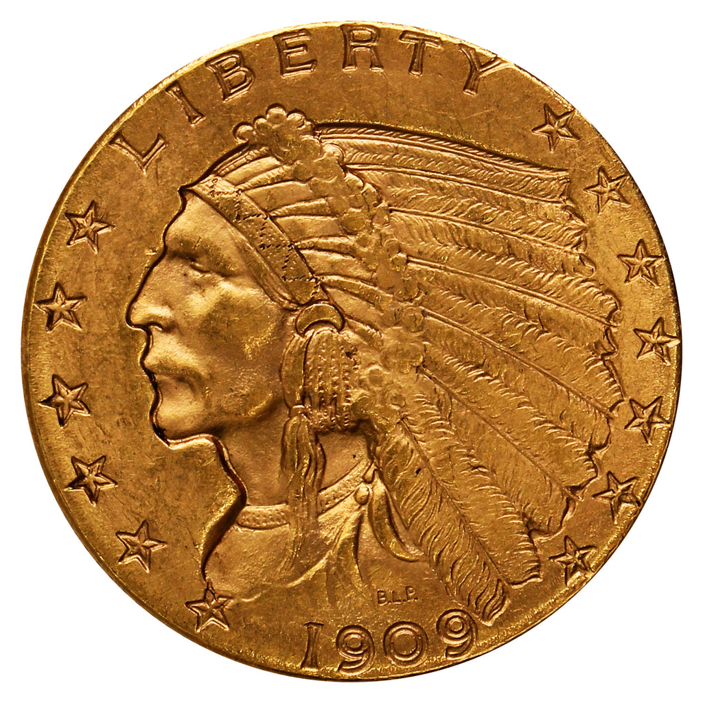 1909 USA $2.50 Gold Quarter Eagle AU-UNC (AU55)