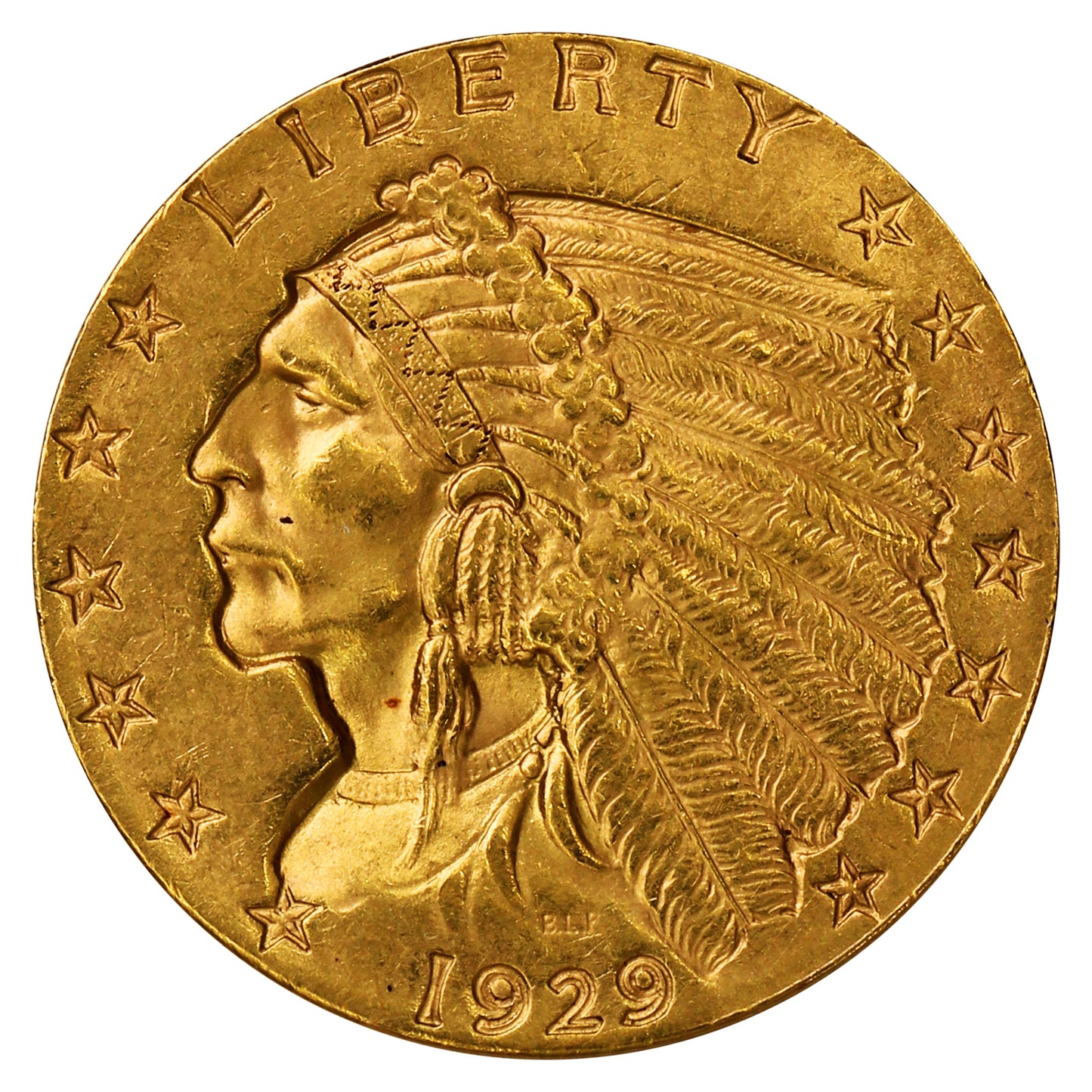 1929 USA $2.50 Gold Quarter Eagle AU-UNC (AU55)